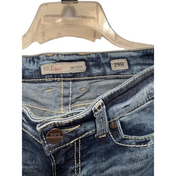 BKE Men's 29R Straight Leg Jeans Blue, Medium Wash, Distressed Denim - Picture 3 of 3